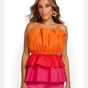 color block poplin top